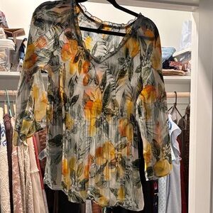 Spense Yellow and Orange Floral Blouse